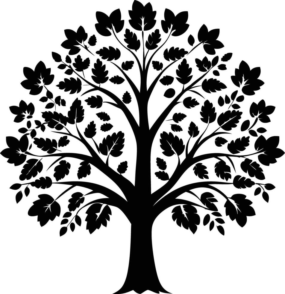 tree silhouette illustration black and white vector