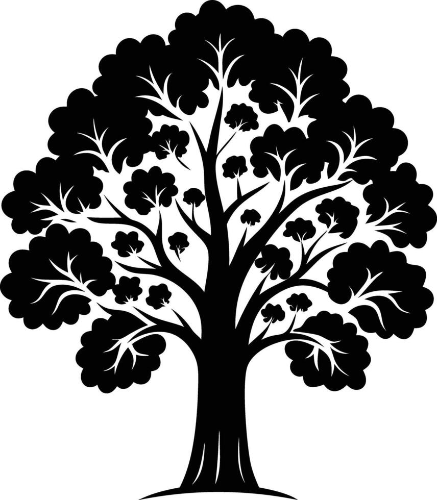 tree silhouette illustration black and white vector