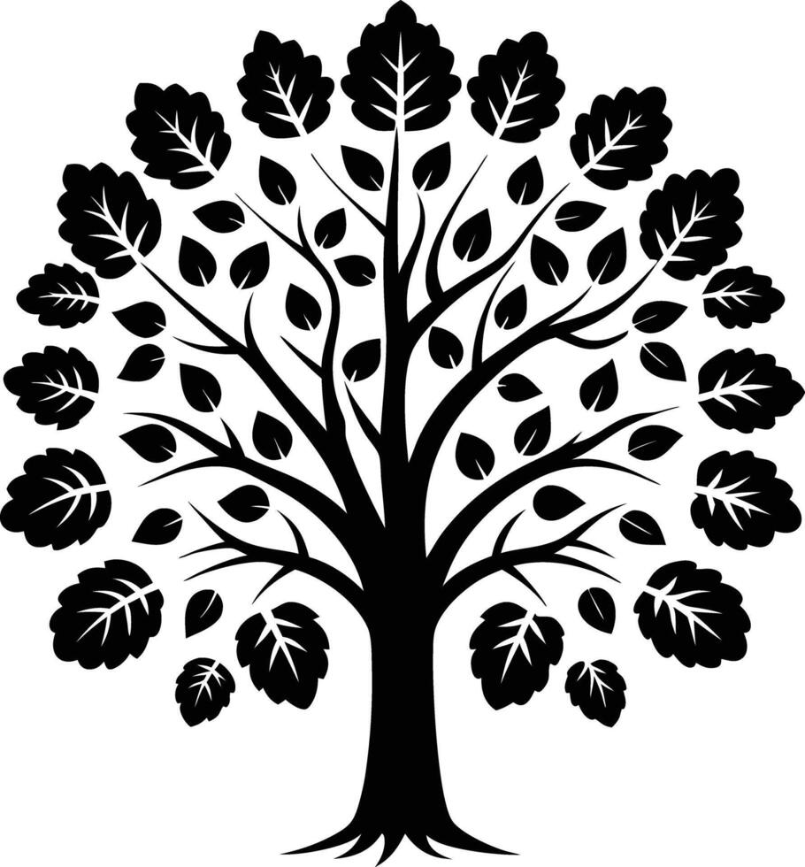 tree silhouette illustration black and white vector