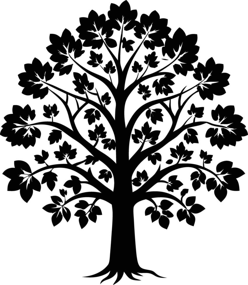 tree silhouette illustration black and white vector