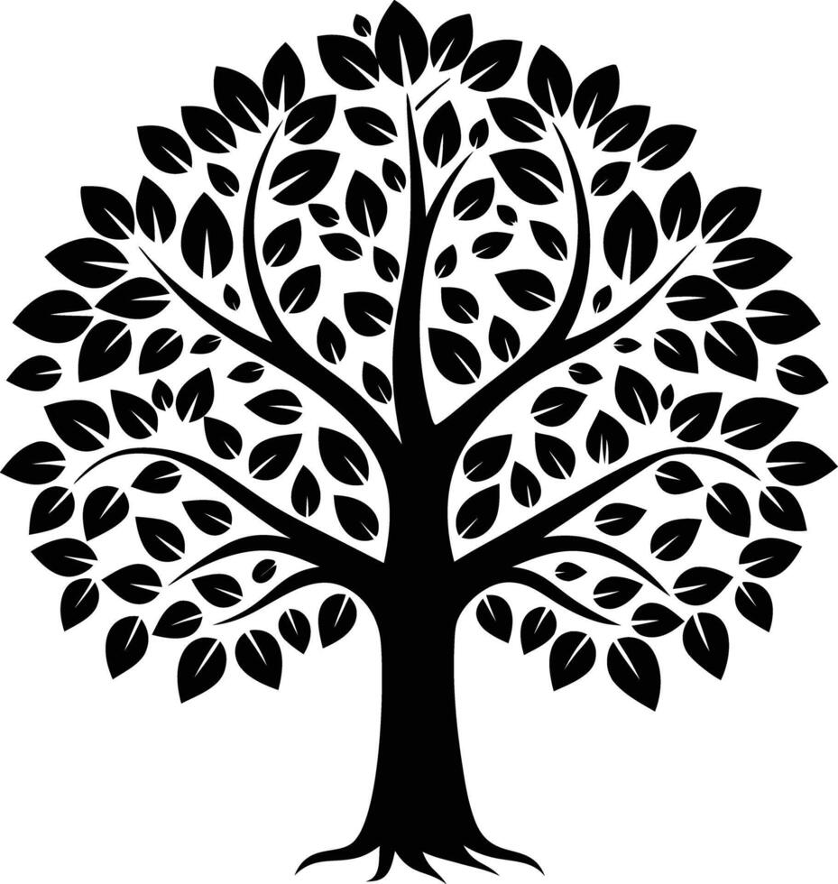 tree silhouette illustration black and white vector