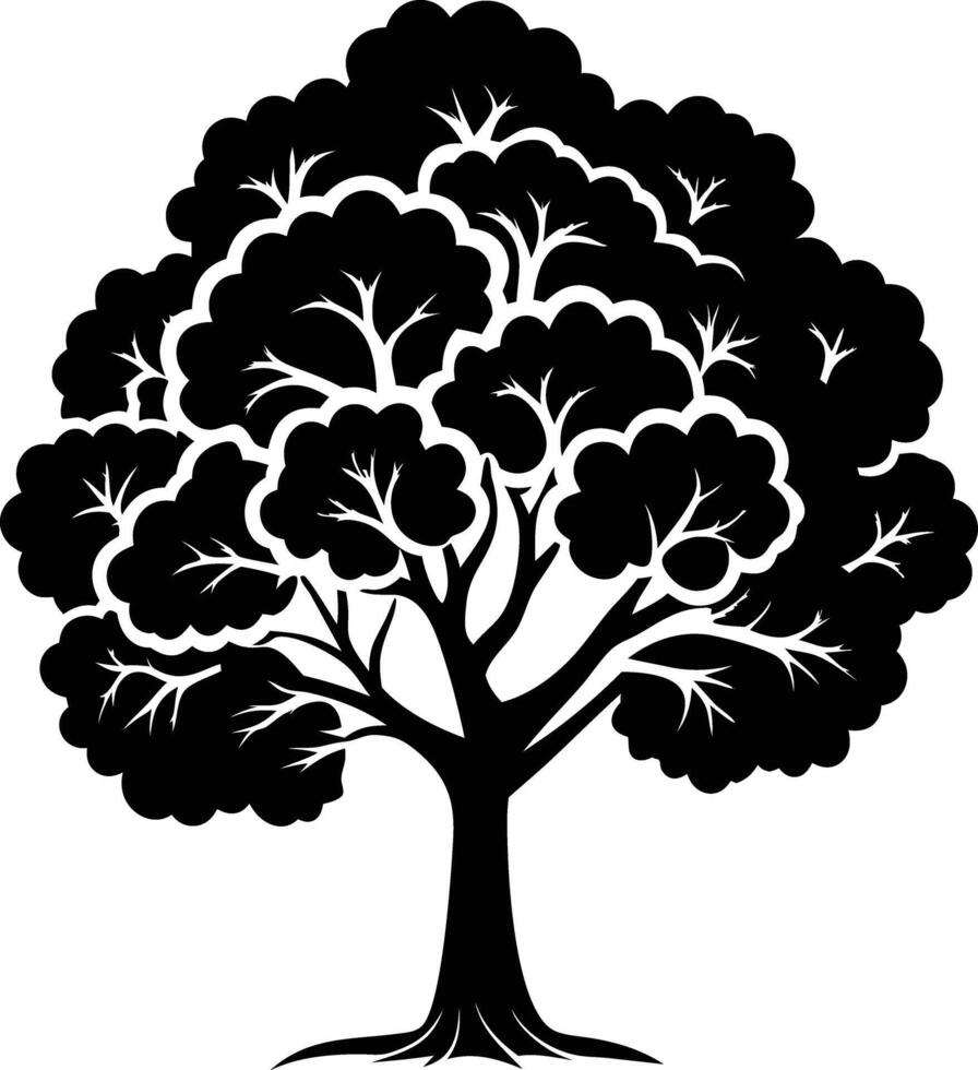 tree silhouette illustration black and white vector