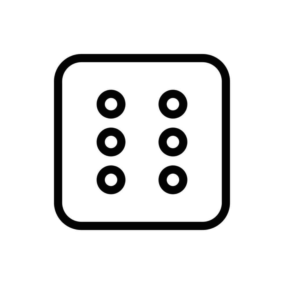 Dice Six Icon for Gaming, Board Games, and Probability Calculation Designs vector