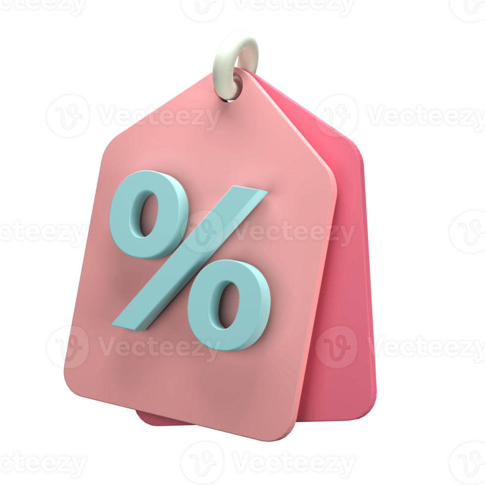 3d render of a price tag icon on transparent background png