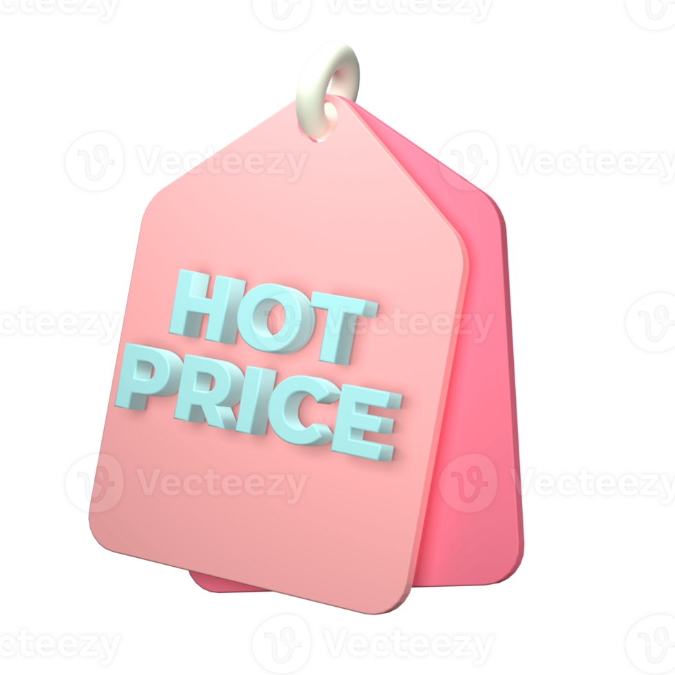 3d render of a price tag icon on transparent background png