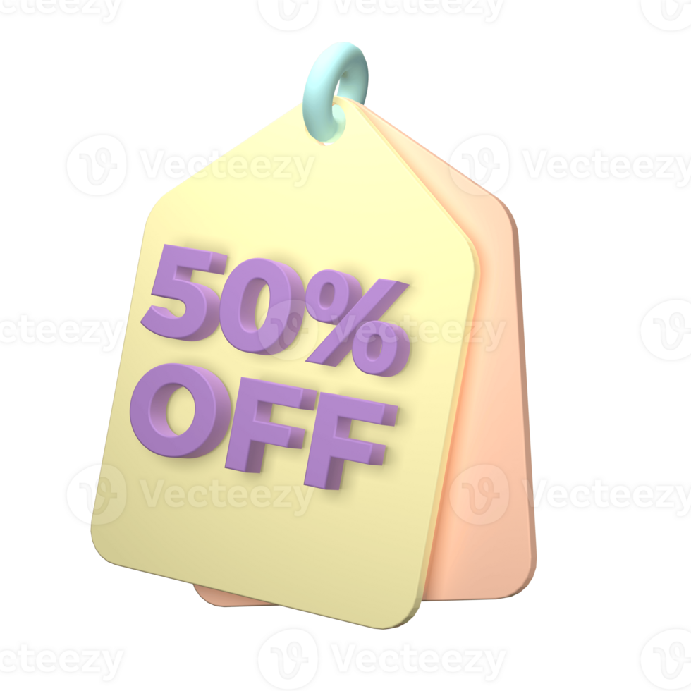 3d render of a price tag icon on transparent background png