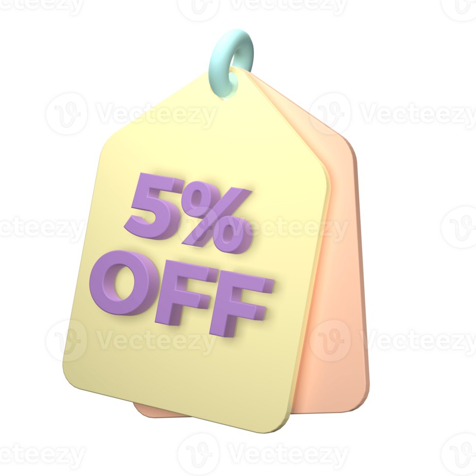 3d render of a price tag icon on transparent background png
