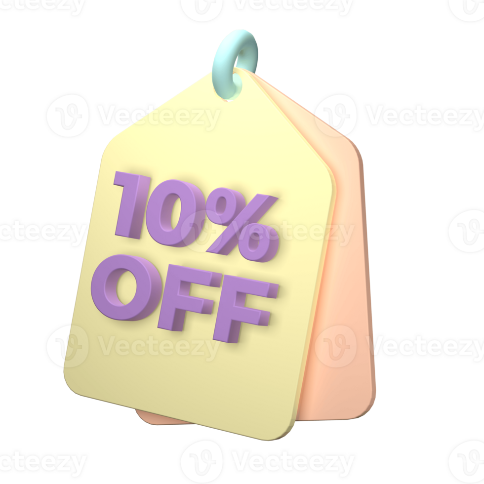 3d render of a price tag icon on transparent background png