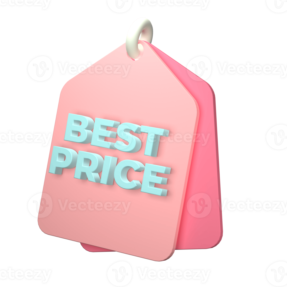 3d render of a price tag icon on transparent background png