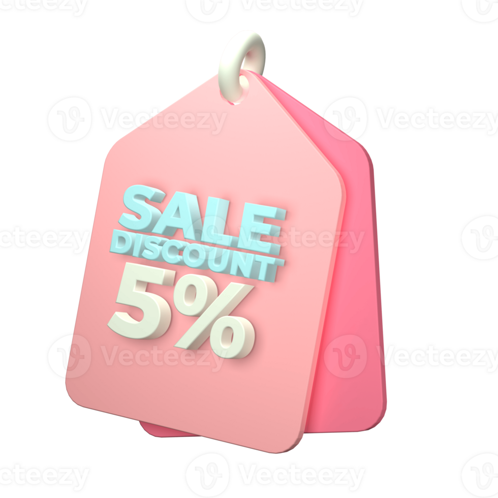 3d render of a price tag icon on transparent background png