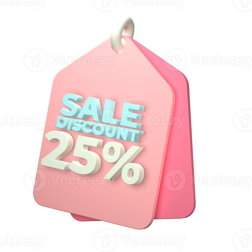 3d render of a price tag icon on transparent background png