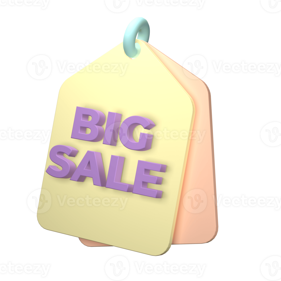 3d render of a price tag icon on transparent background png