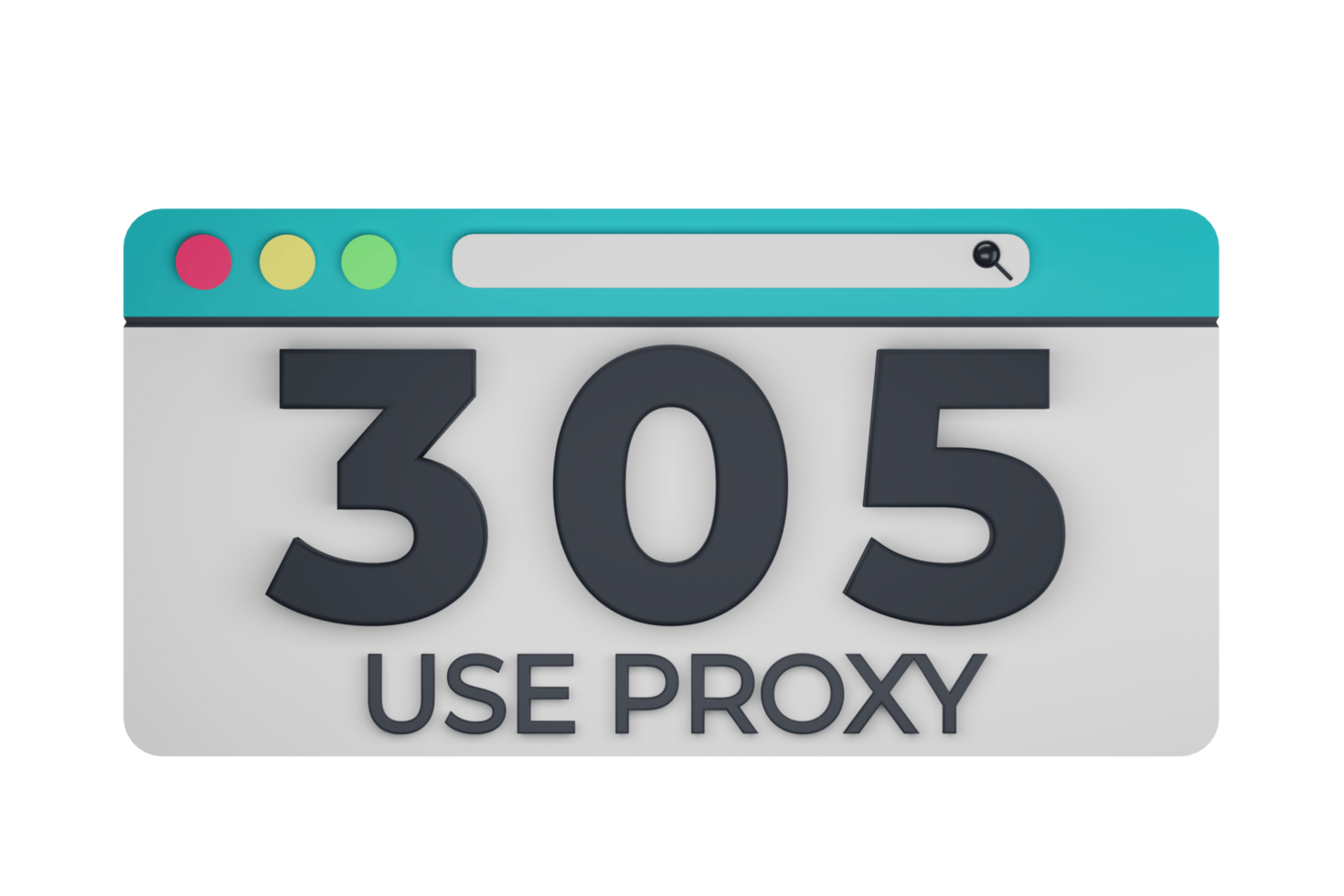 HTTP Three Hundred Five Use Proxy Status Code with Transparent Background 3d Illustration png
