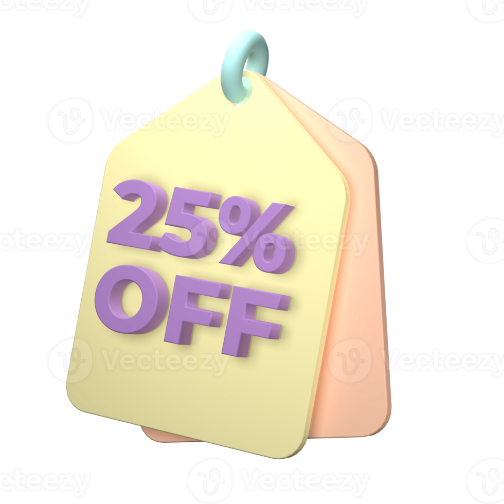 3d render of a price tag icon on transparent background png