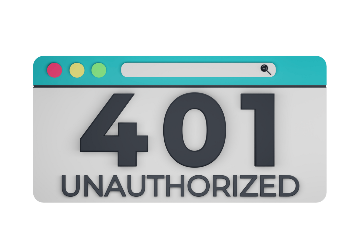 HTTP Four Hundred One Unauthorized Status Code with Transparent Background 3d Illustration png