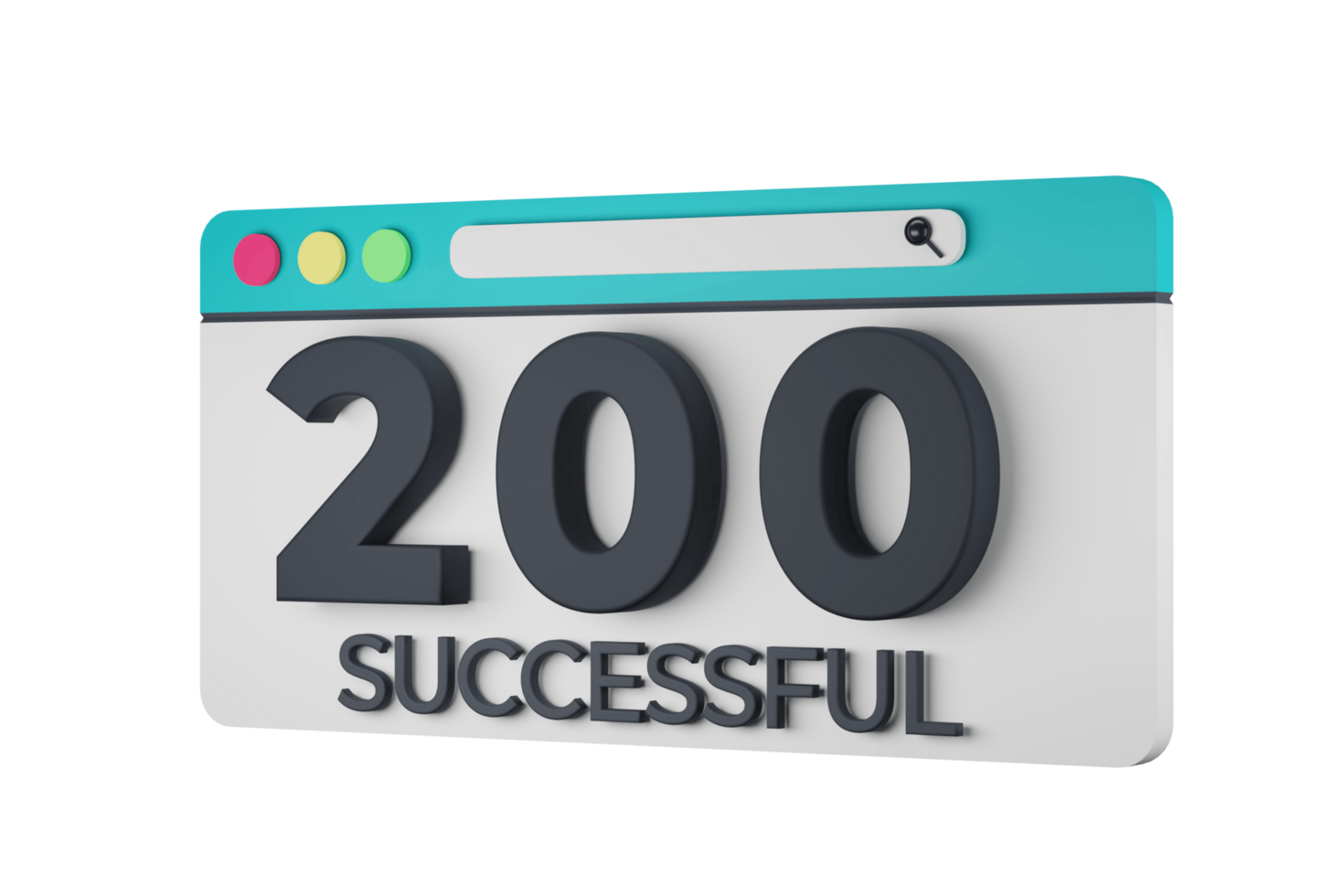 HTTP Two Hundred Successful Status Code with Transparent Background 3d Illustration png
