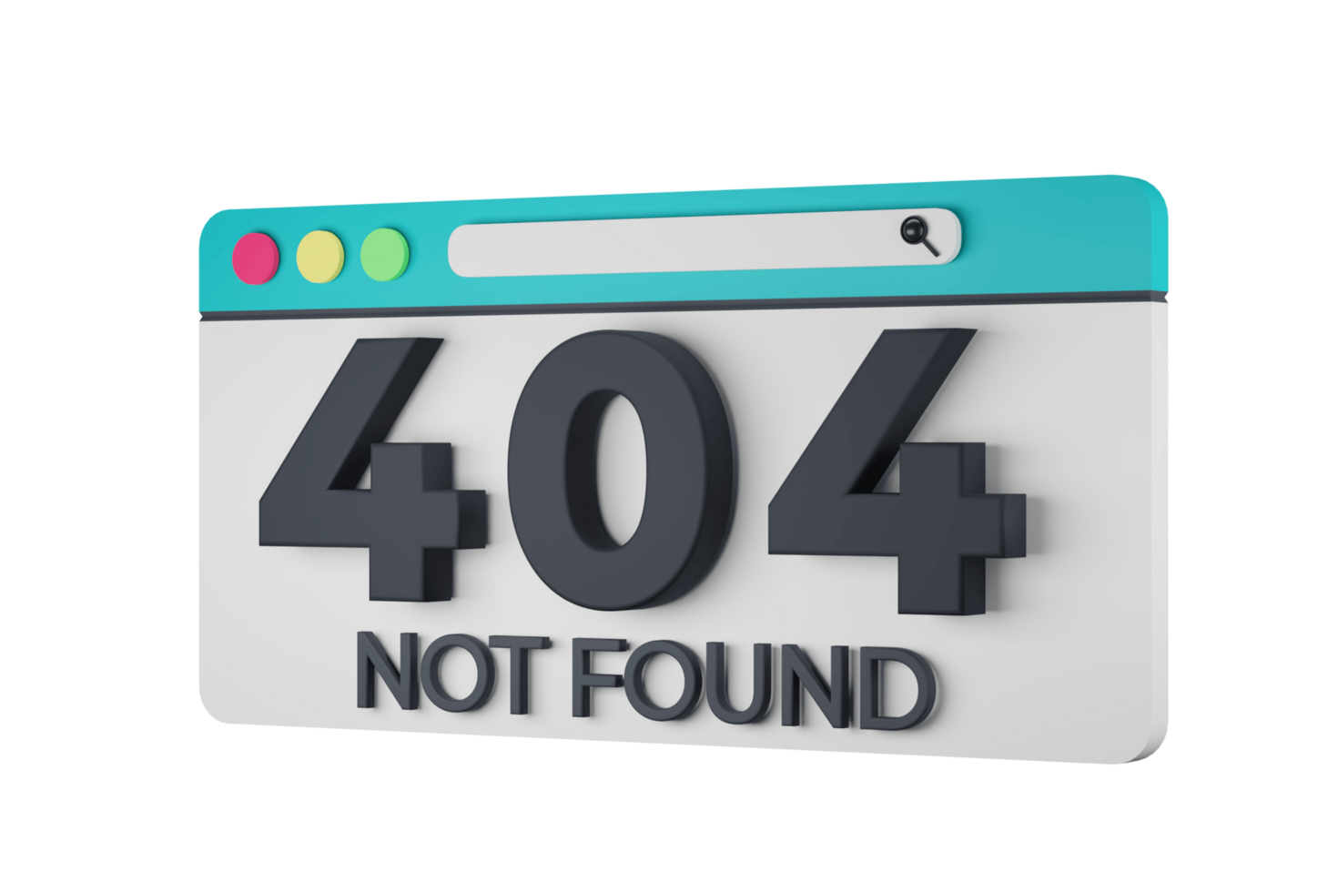 HTTP Four Hundred Four Not Found Status Code with Transparent Background 3d Illustration png