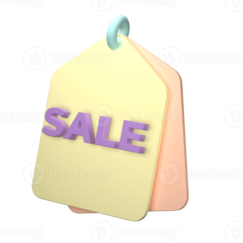 3d render of a price tag icon on transparent background png