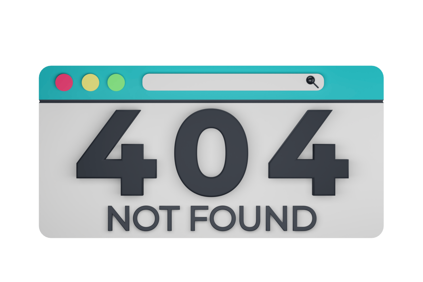 HTTP Four Hundred Four Not Found Status Code with Transparent Background 3d Illustration png