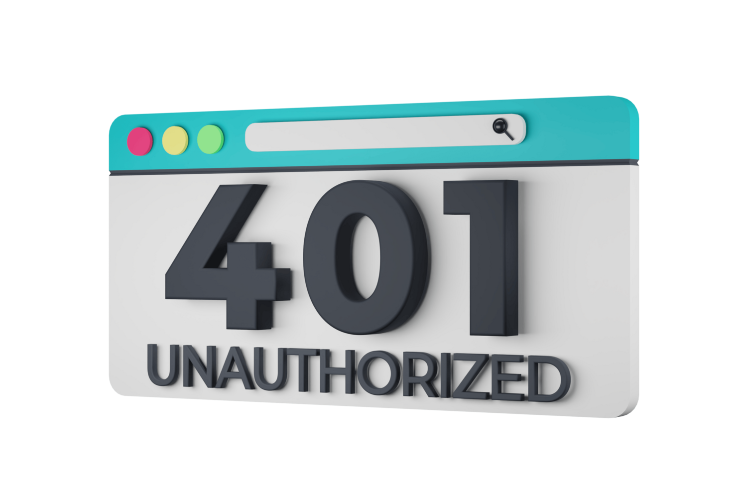 HTTP Four Hundred One Unauthorized Status Code with Transparent Background 3d Illustration png