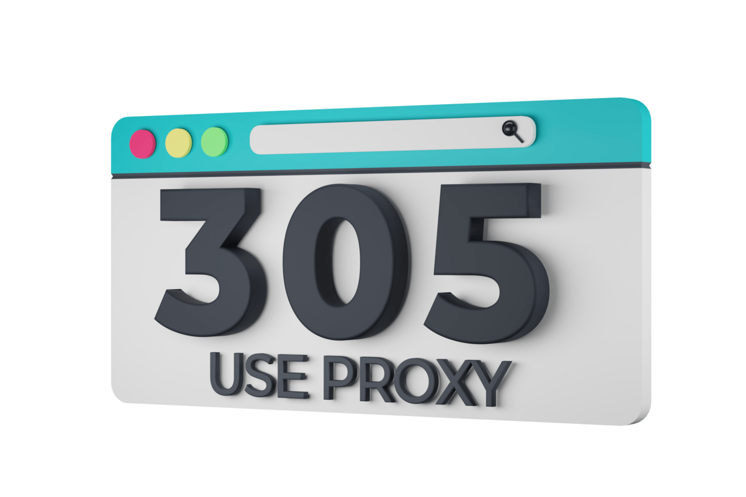 HTTP Three Hundred Five Use Proxy Status Code with Transparent Background 3d Illustration png