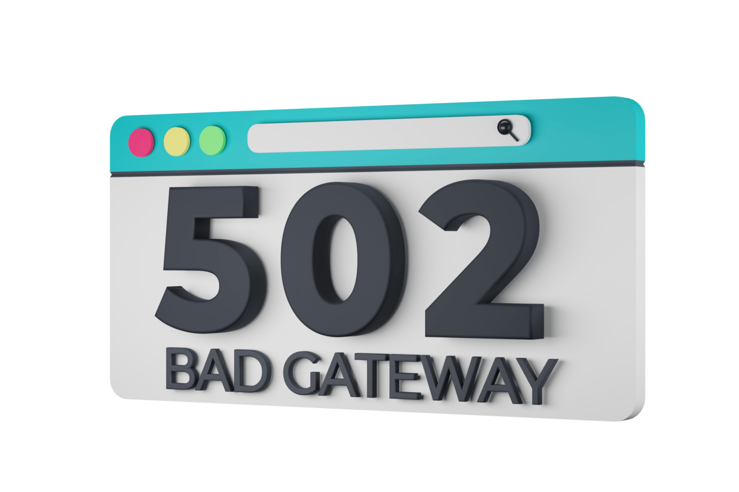 HTTP Five Hundred Two Bad Gateway Status Code with Transparent Background 3d Illustration png