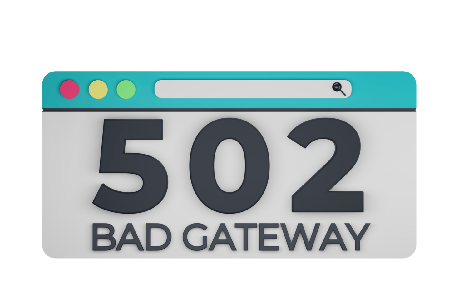 HTTP Five Hundred Two Bad Gateway Status Code with Transparent Background 3d Illustration png
