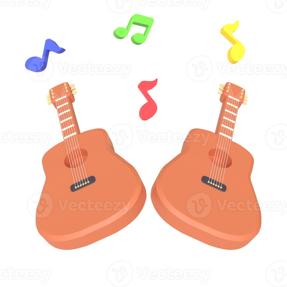 Guitar 3D Illustration in transparent background png