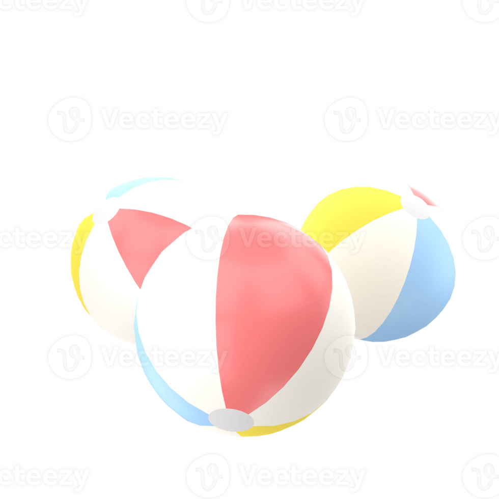 3D illustration of a beach balls on transparent background png