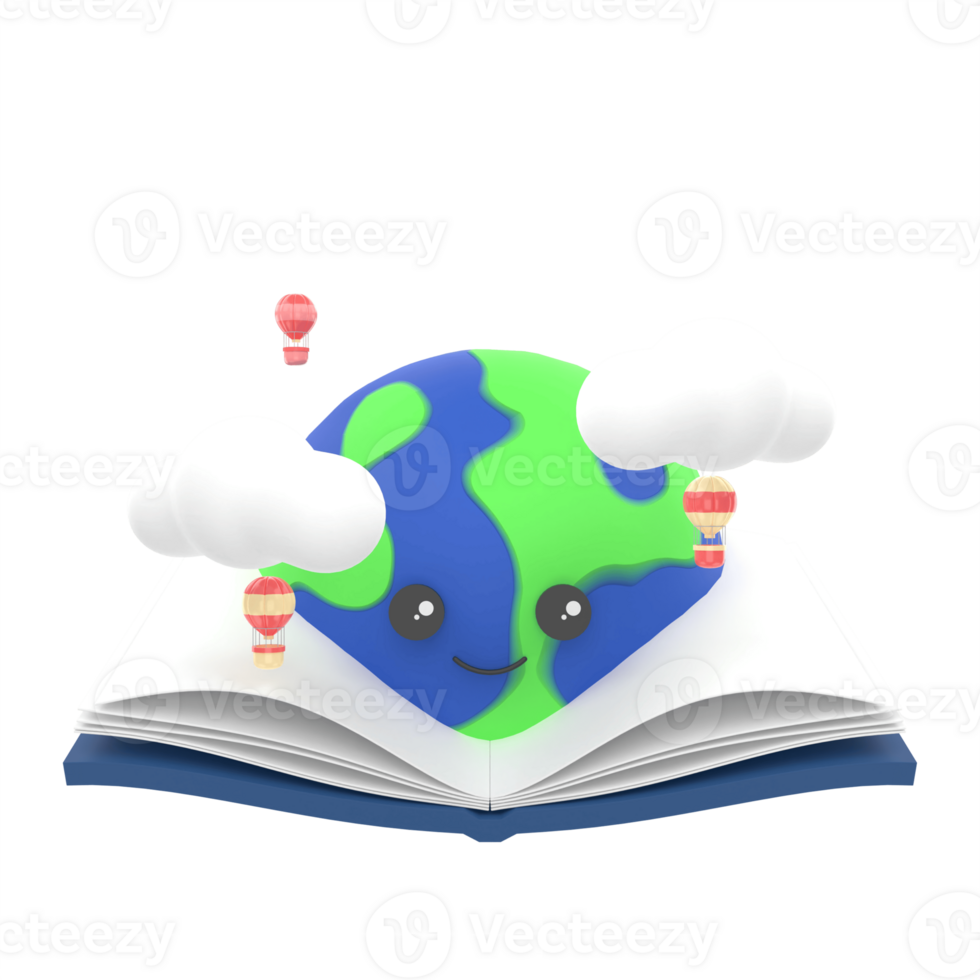 Study Geography 3D Illustration png