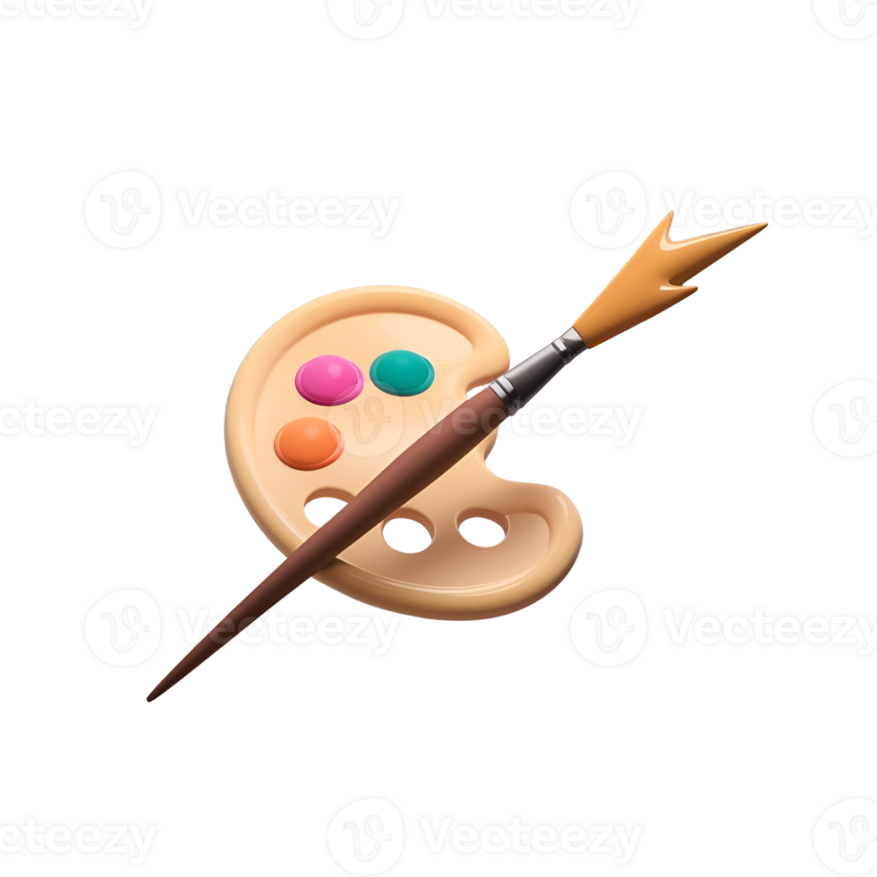 a cartoon palette with a paintbrush png