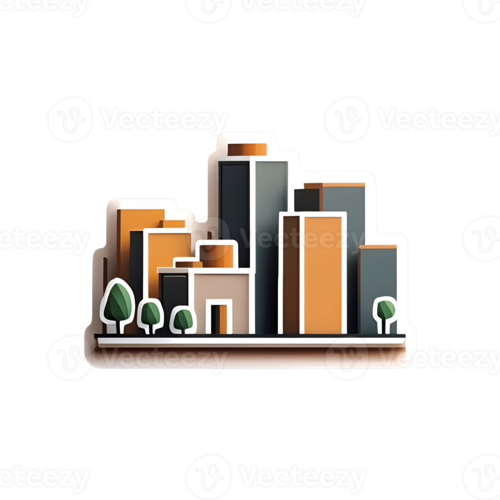 city icon Art Sticker Decoration Simple Background png
