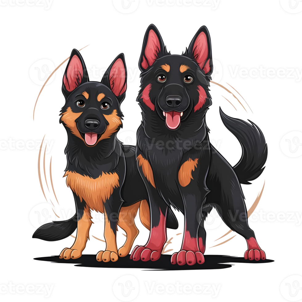 cartoon German Shepherd dog standing png