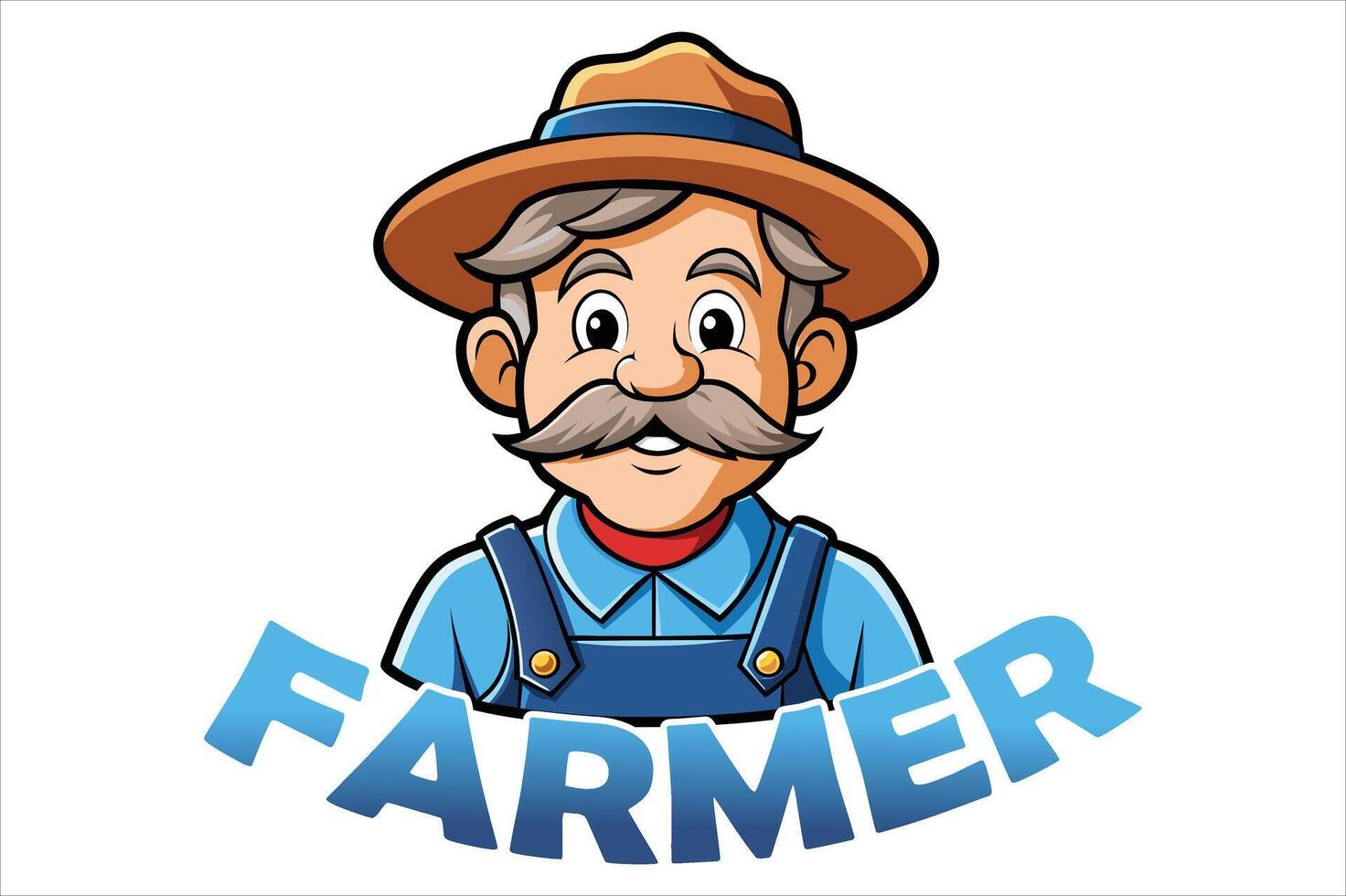 Charming Old Happy Farmer Print Design for Rustic Country Living. vector