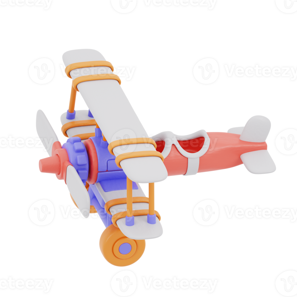 3D illustration of toy airplane png