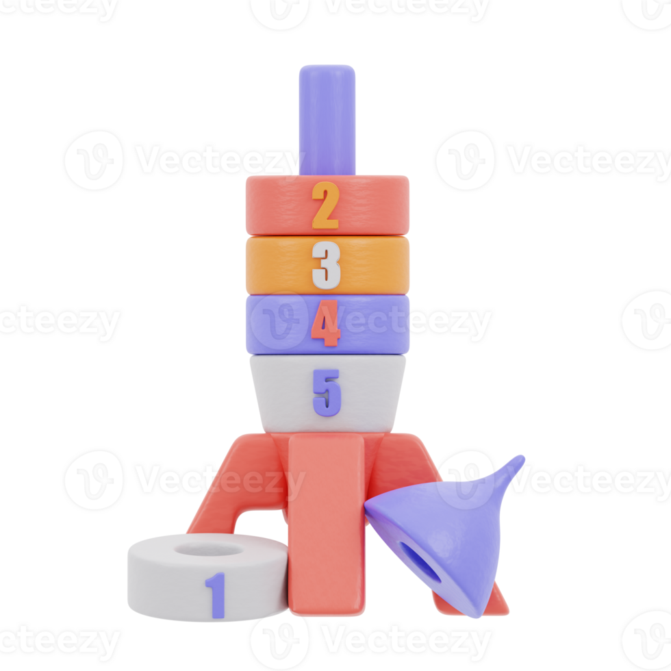 3D illustration of a ring rocket toy png