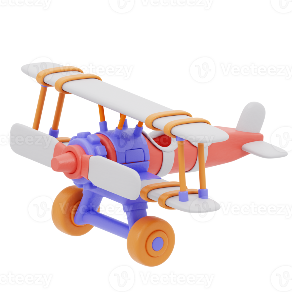 3D illustration of toy airplane png