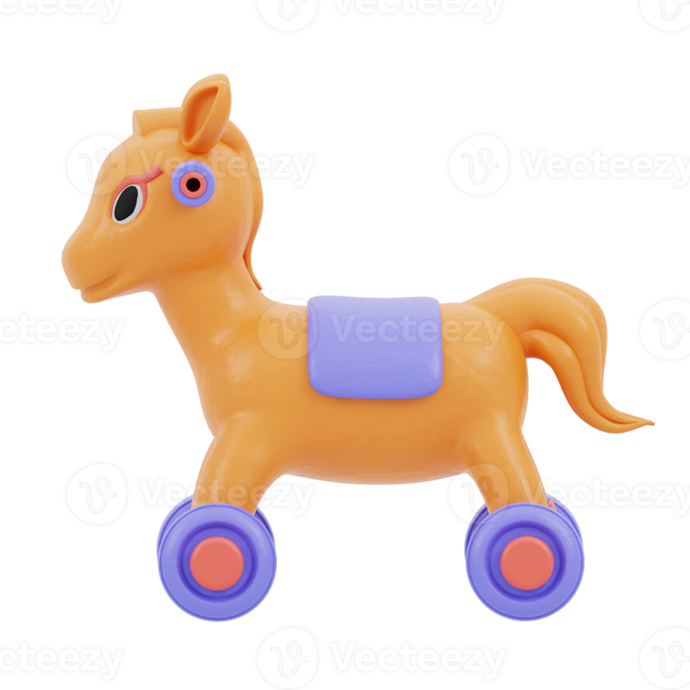 3D illustration of rocking horse toy png