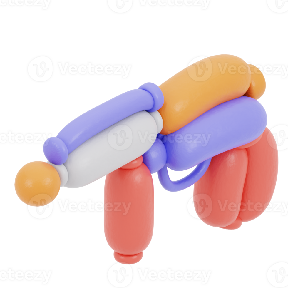 3D illustration of toy ballon pistol png