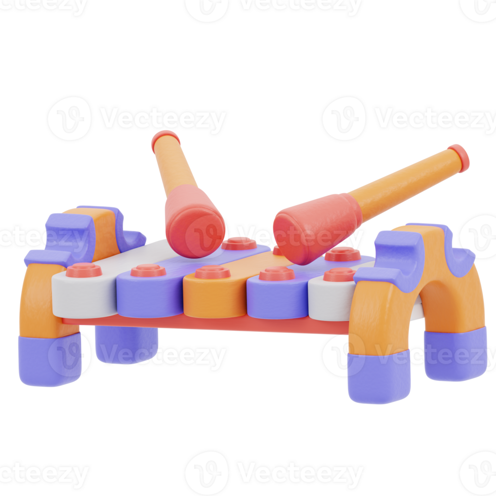 3d illustration de une xylophone jouet png