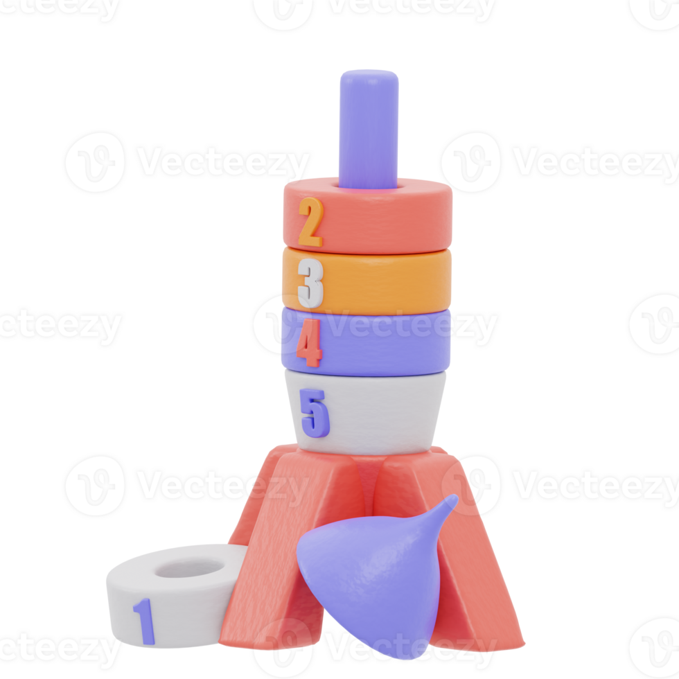 3D illustration of a ring rocket toy png