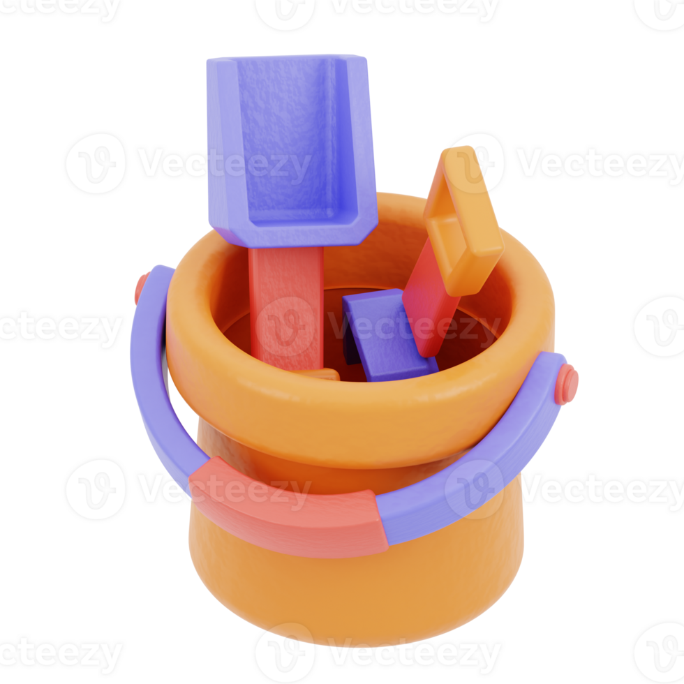 3D illustration of sand can toy png