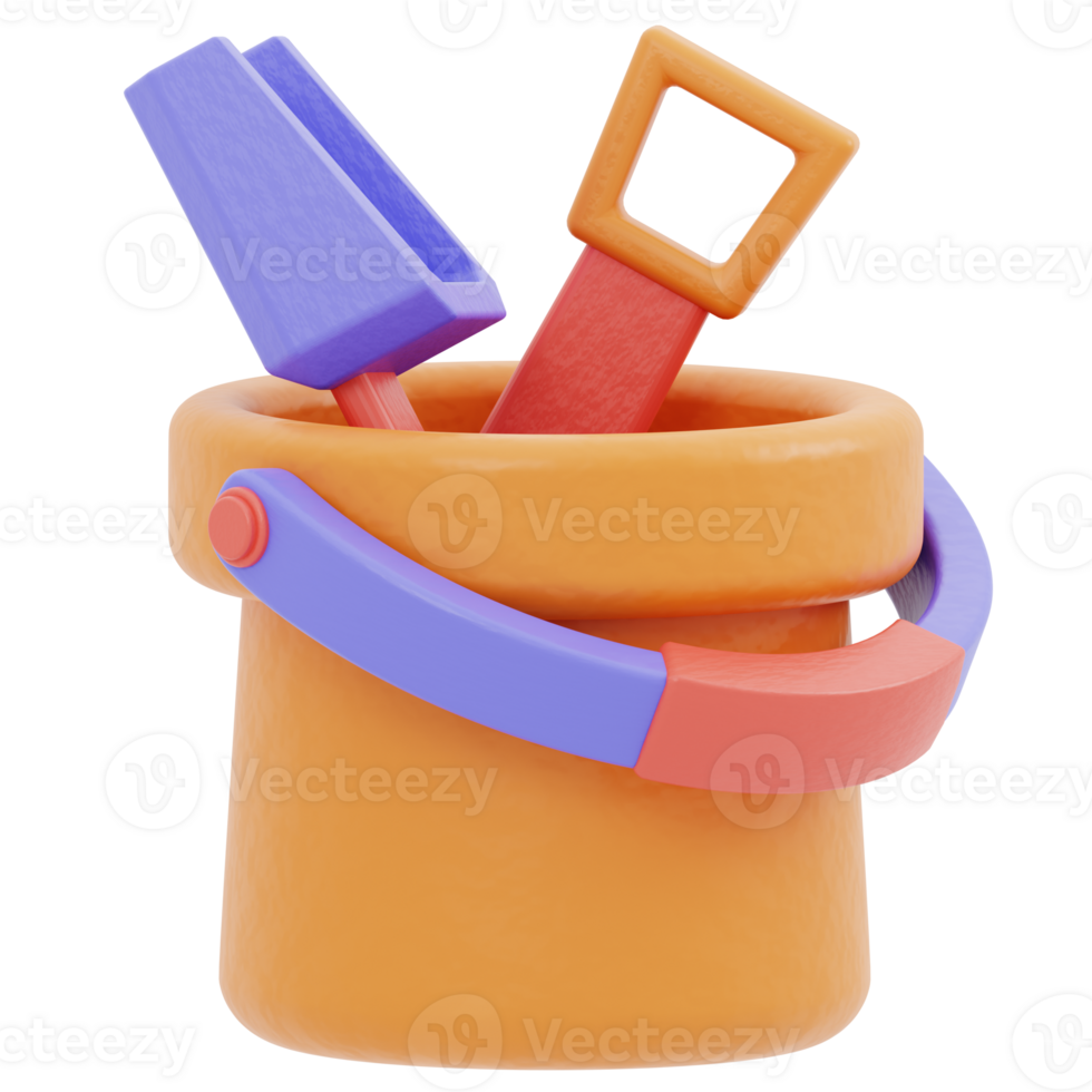 3D illustration of sand can toy png