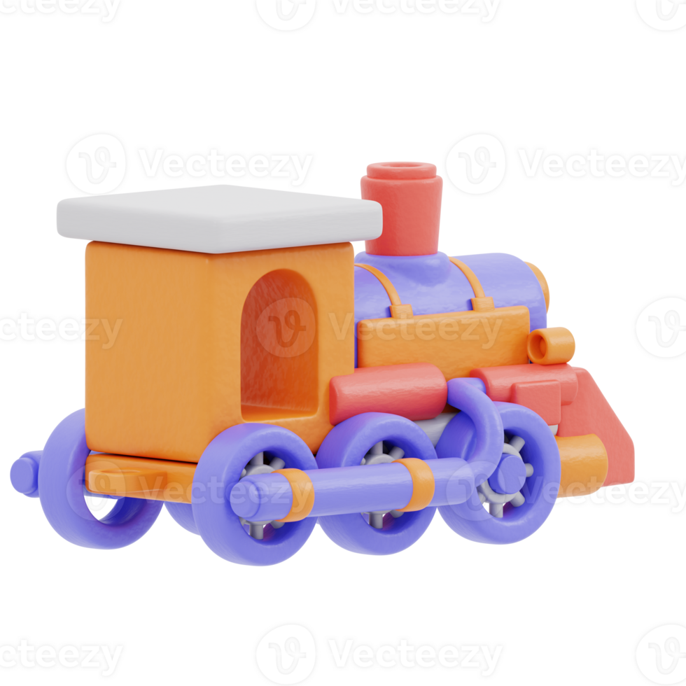 3D illustration of toy train png
