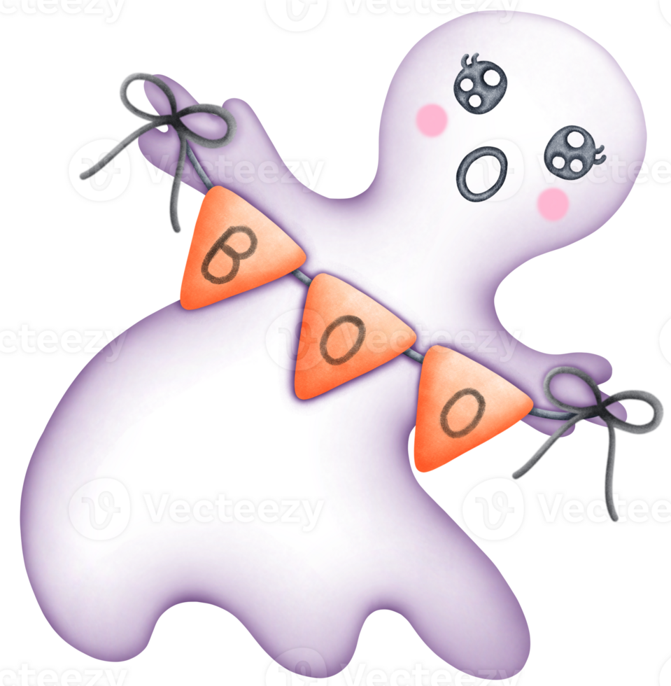 Cute Watercolor Halloween Clipart - Trick or Treat Illustration png