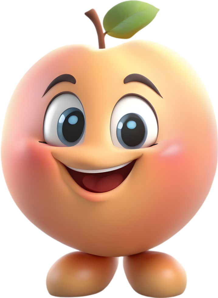 Adorable cartoon peach with a joyful, rosy-cheeked smile. AI-generated. png