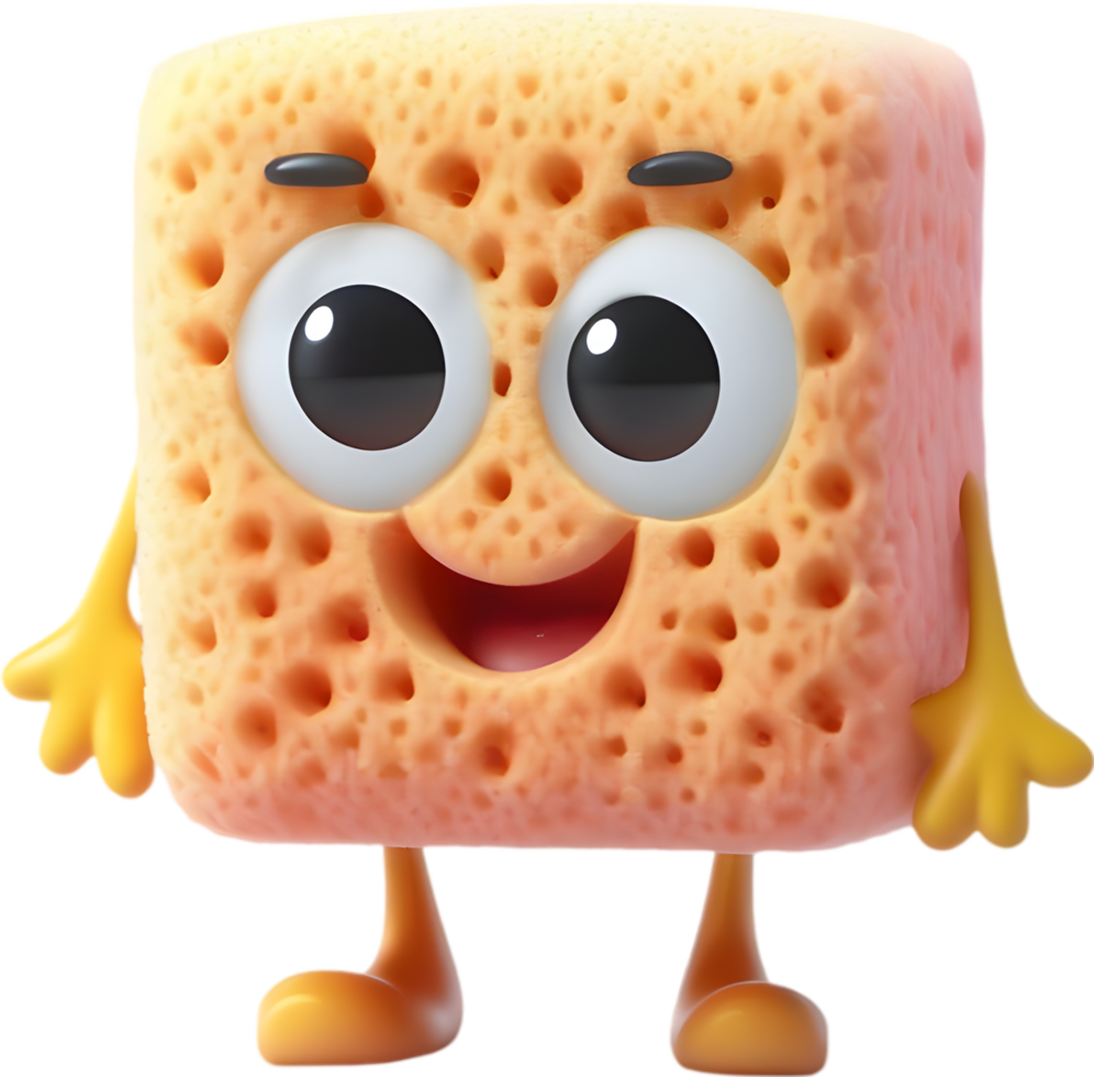 Smiling Cartoon Sponge Clipart illustration. AI-generated. png