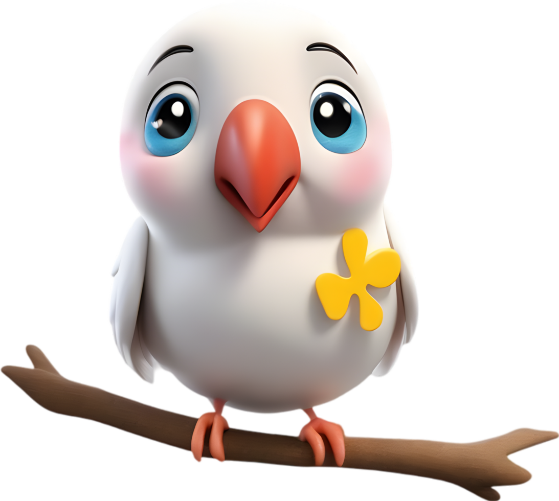 adorável desenho animado amor pássaros clipart ilustração. gerado por ai. png