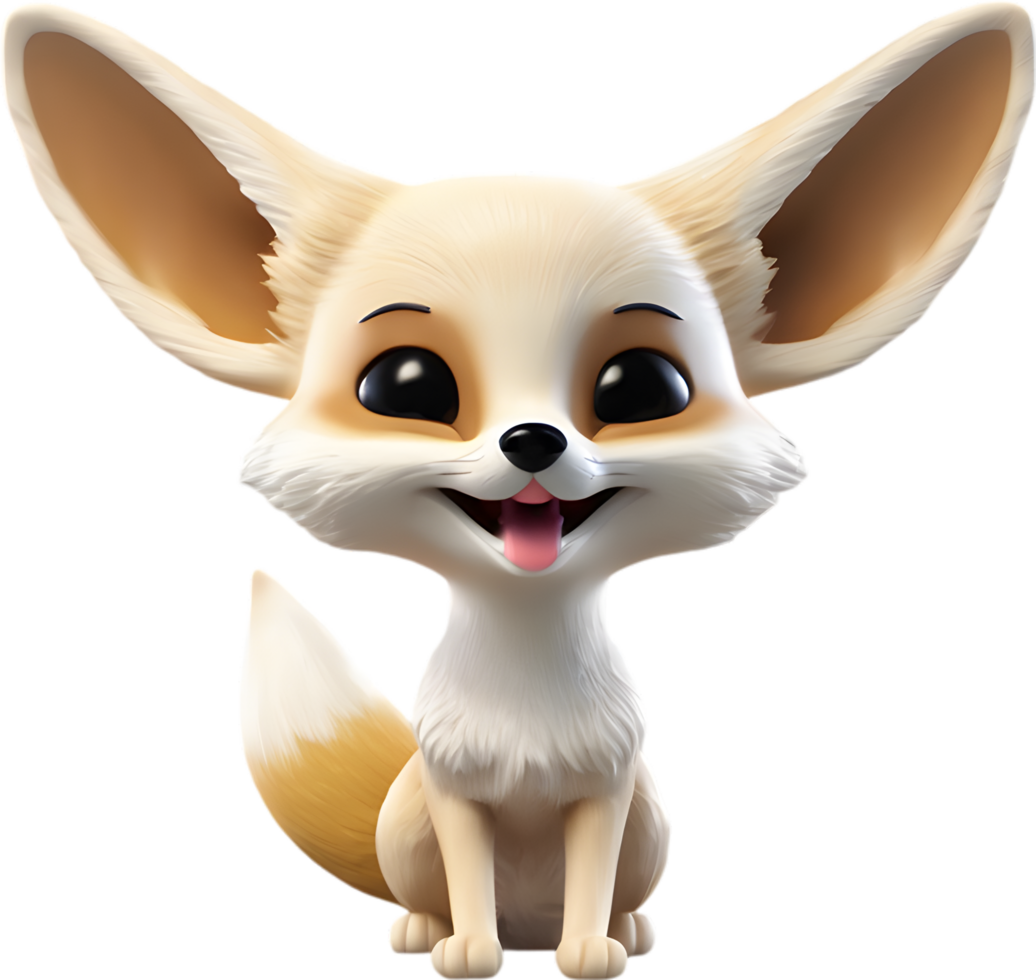 Adorable Fennec Fox Cartoon Clipart Illustration. AI-generated. png