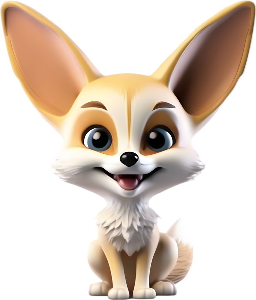 Adorable Fennec Fox Cartoon Clipart Illustration. AI-generated. png